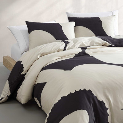 マリメッコ　Duvet cover & Pillow case Marimekko Iso Unikko Charcoal Cotton Duvet Cover Set - Bed